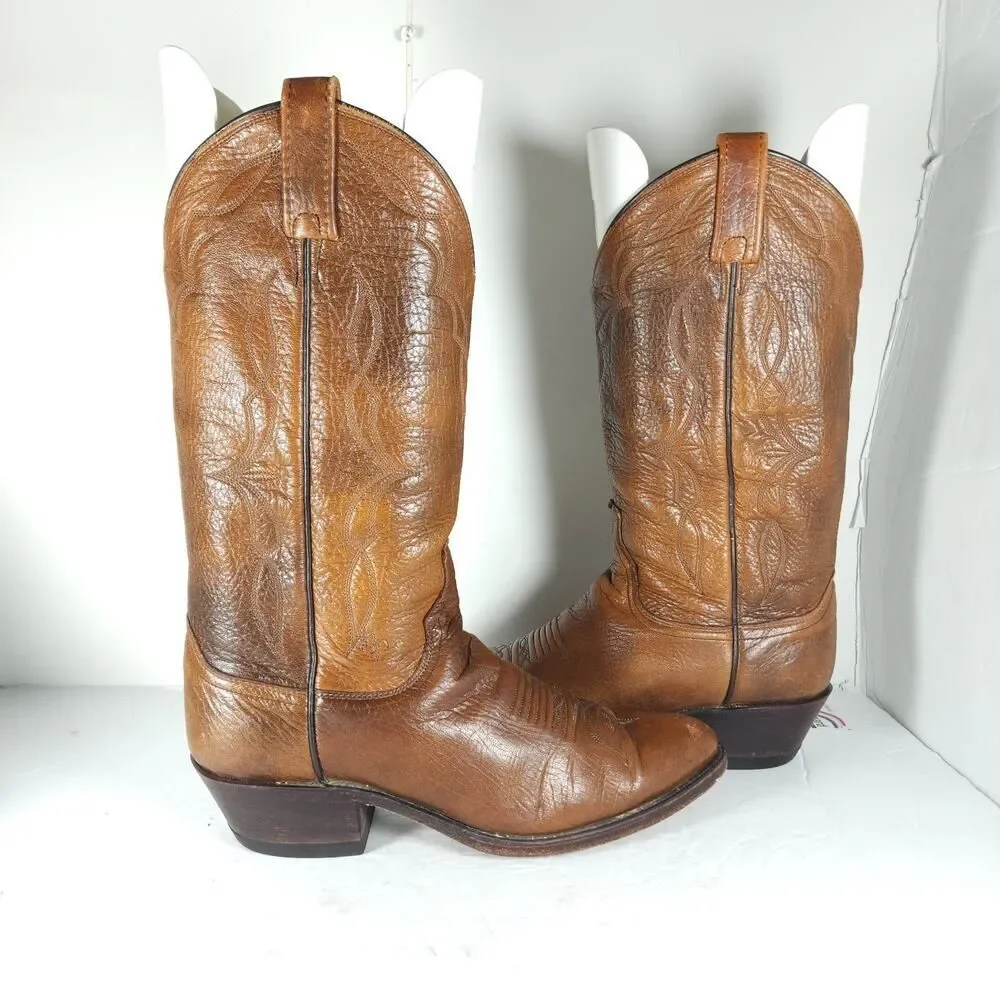 Dan Post Men's US 8,5D Leather Brown PullOn Cowboy Western Boots